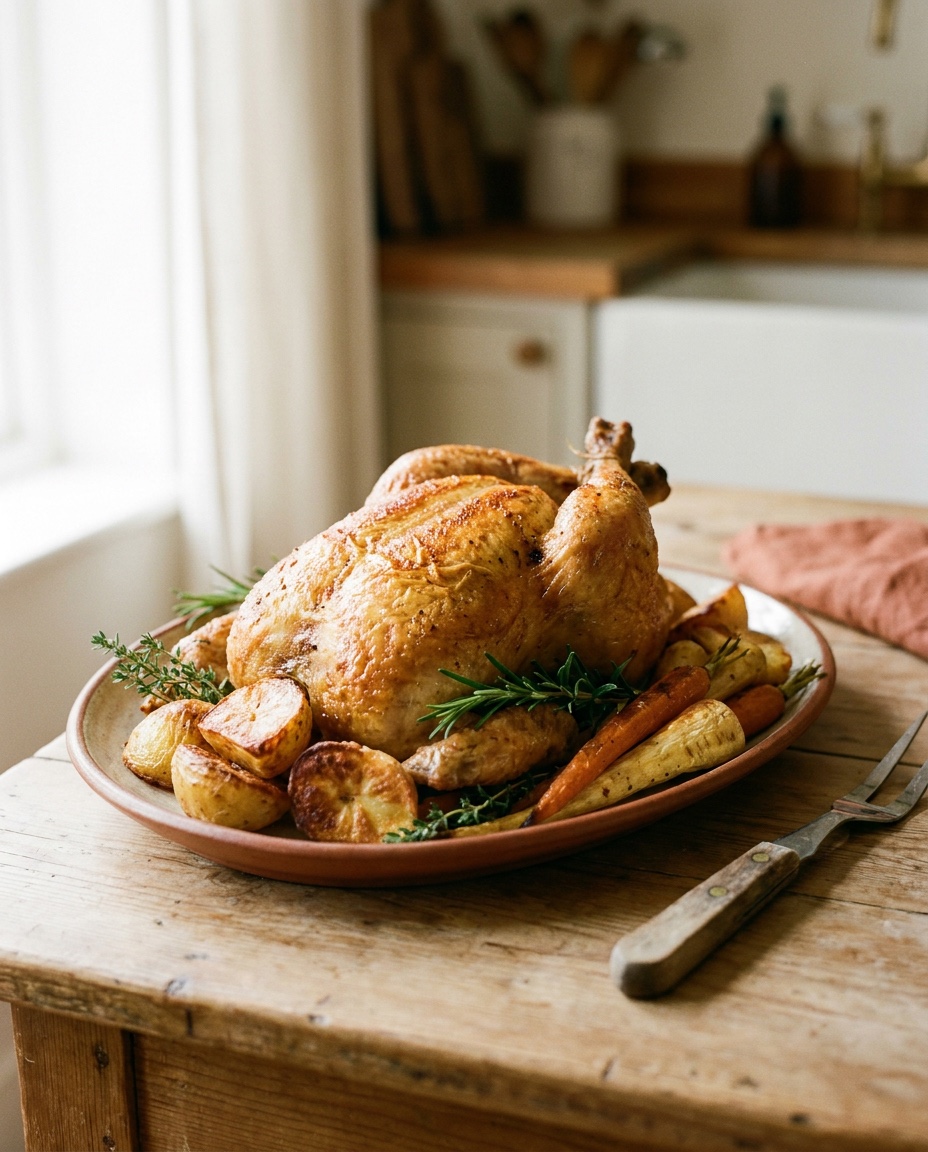 Golden roast as a Sunday centerpiece